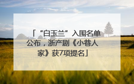 “白玉兰”入围名单公布，浙产剧《小巷人家》获7项提名