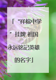 “祥榕中学”挂牌 祖国永远铭记英雄的名字