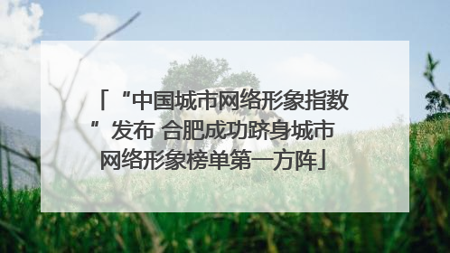 “中国城市网络形象指数”发布 合肥成功跻身城市网络形象榜单第一方阵