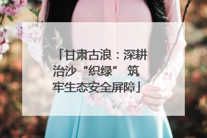 甘肃古浪：深耕治沙“织绿” 筑牢生态安全屏障