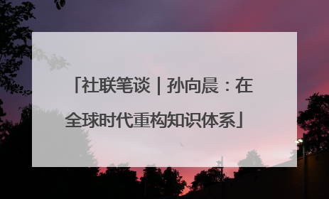 社联笔谈｜孙向晨：在全球时代重构知识体系