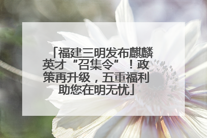 福建三明发布麒麟英才“召集令”！政策再升级，五重福利助您在明无忧