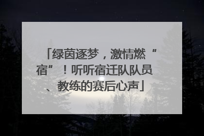 绿茵逐梦，激情燃“宿”！听听宿迁队队员、教练的赛后心声