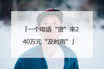 一个电话“贷”来240万元“及时雨”