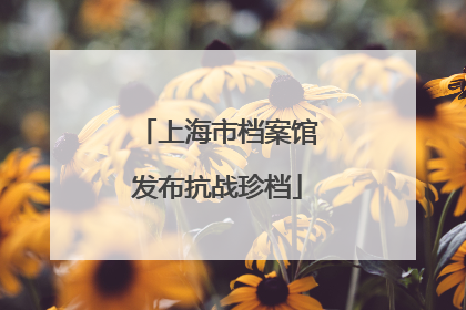上海市档案馆发布抗战珍档