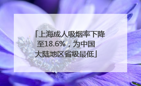 上海成人吸烟率下降至18.6%，为中国大陆地区省级最低