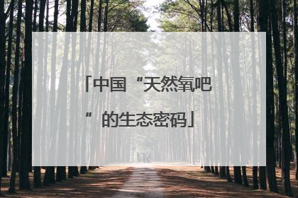 中国“天然氧吧”的生态密码