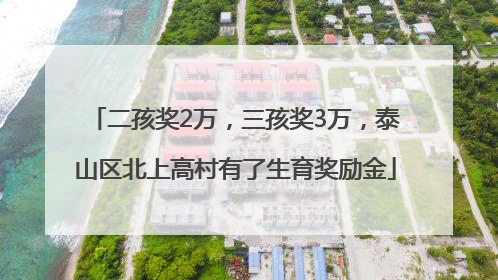 二孩奖2万，三孩奖3万，泰山区北上高村有了生育奖励金