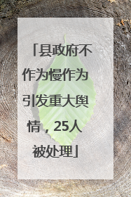 县政府不作为慢作为引发重大舆情，25人被处理