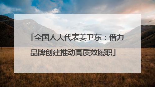 全国人大代表姜卫东：借力品牌创建推动高质效履职