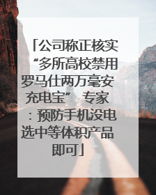 公司称正核实“多所高校禁用罗马仕两万毫安充电宝” 专家：预防手机没电选中等体积产品即可