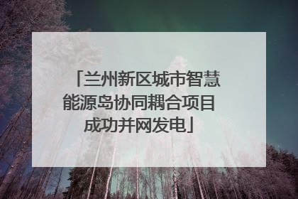 兰州新区城市智慧能源岛协同耦合项目成功并网发电