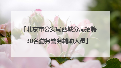 北京市公安局西城分局招聘30名勤务警务辅助人员
