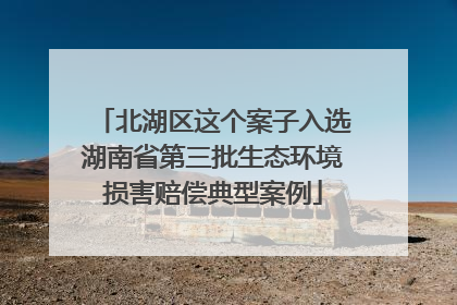 北湖区这个案子入选湖南省第三批生态环境损害赔偿典型案例