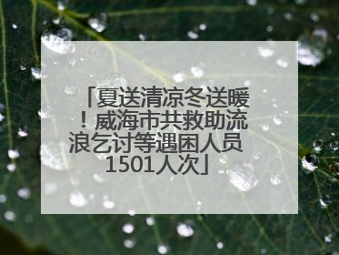 夏送清凉冬送暖！威海市共救助流浪乞讨等遇困人员1501人次