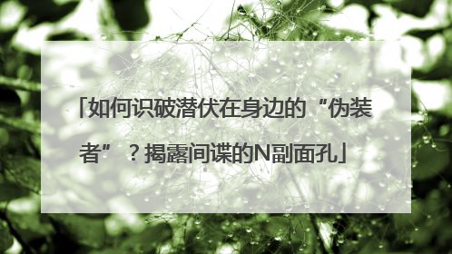 如何识破潜伏在身边的“伪装者”？揭露间谍的N副面孔
