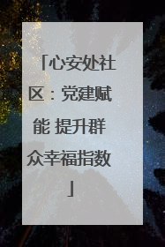 心安处社区：党建赋能 提升群众幸福指数