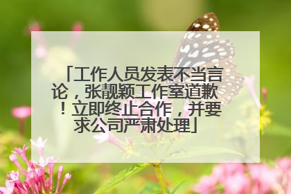 工作人员发表不当言论，张靓颖工作室道歉！立即终止合作，并要求公司严肃处理