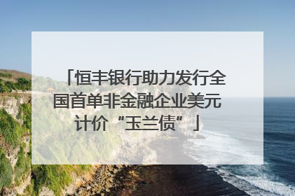 恒丰银行助力发行全国首单非金融企业美元计价“玉兰债”