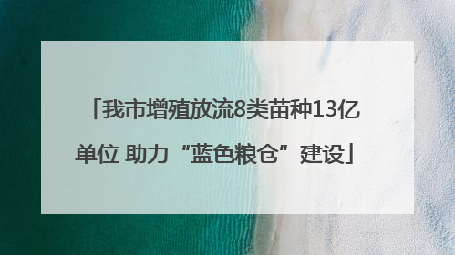 我市增殖放流8类苗种13亿单位 助力“蓝色粮仓”建设
