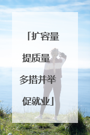 扩容量提质量 多措并举促就业