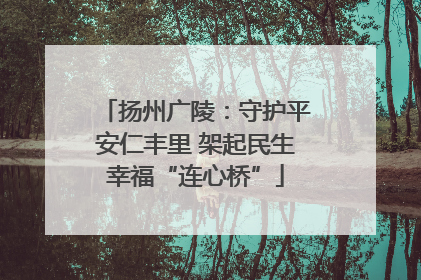 扬州广陵：守护平安仁丰里 架起民生幸福“连心桥”