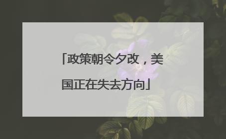 政策朝令夕改，美国正在失去方向