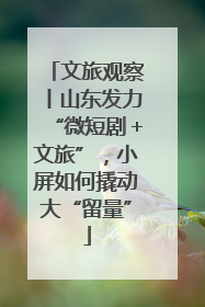 文旅观察丨山东发力“微短剧＋文旅”，小屏如何撬动大“留量”