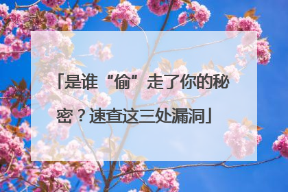 是谁“偷”走了你的秘密？速查这三处漏洞