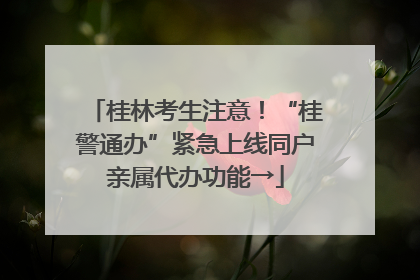 桂林考生注意!“桂警通办”紧急上线同户亲属代办功能→