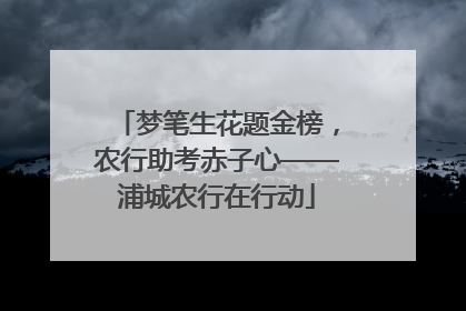 梦笔生花题金榜，农行助考赤子心——浦城农行在行动