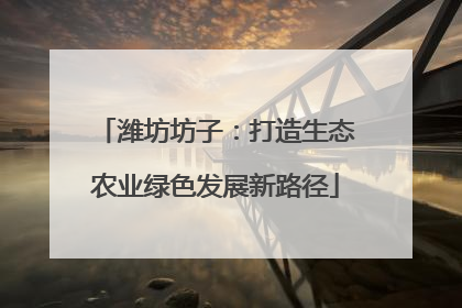 潍坊坊子：打造生态农业绿色发展新路径