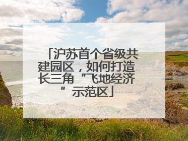 沪苏首个省级共建园区，如何打造长三角“飞地经济”示范区