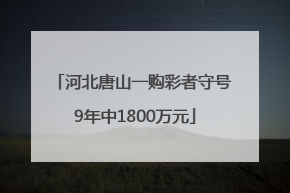 河北唐山一购彩者守号9年中1800万元