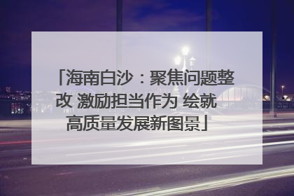 海南白沙：聚焦问题整改 激励担当作为 绘就高质量发展新图景
