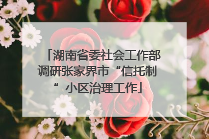 湖南省委社会工作部调研张家界市“信托制”小区治理工作