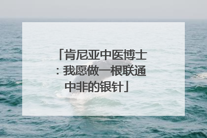 肯尼亚中医博士：我愿做一根联通中非的银针