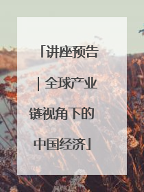 讲座预告｜全球产业链视角下的中国经济