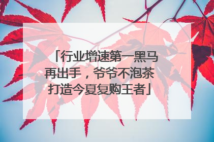 行业增速第一黑马再出手，爷爷不泡茶打造今夏复购王者