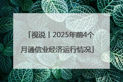 视说丨2025年前4个月通信业经济运行情况