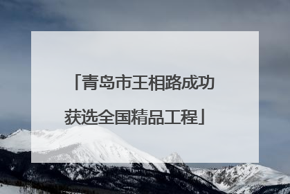 青岛市王相路成功获选全国精品工程