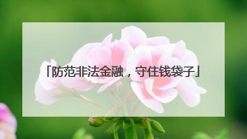 防范非法金融，守住钱袋子