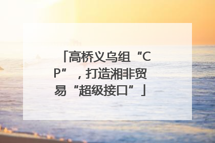 高桥义乌组“CP”，打造湘非贸易“超级接口”